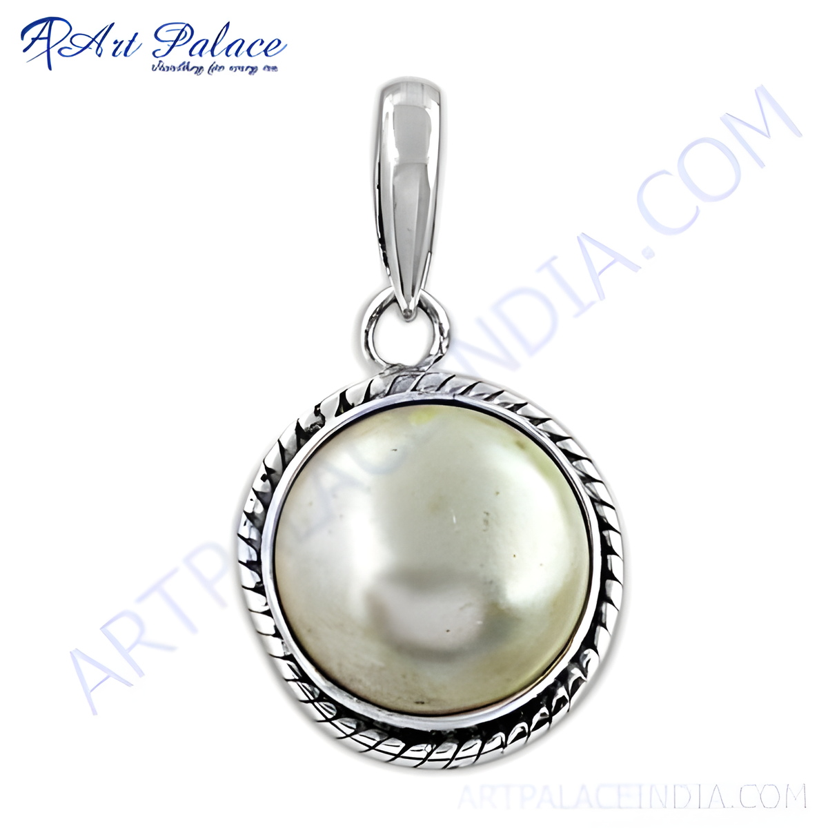 925 sterling silver pearl pendant with a round pearl gemstone, ideal for women, elegant and timeless design