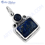 Load image into Gallery viewer, 925 sterling silver lapis lazuli pendant with a deep blue gemstone.

