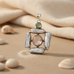 Load image into Gallery viewer, 925 Silver Rose Quartz Pearl Pendant Necklace for Women
