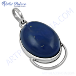 Load image into Gallery viewer, 925 sterling silver lapis lazuli oval pendant, blue gemstone, women's jewelry, everyday wear
