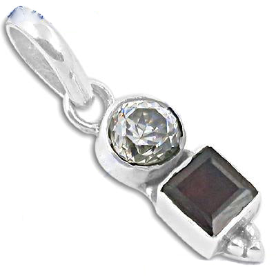 925 Silver Cubic Zirconia & Garnet Pendant | Women's Jewelry
