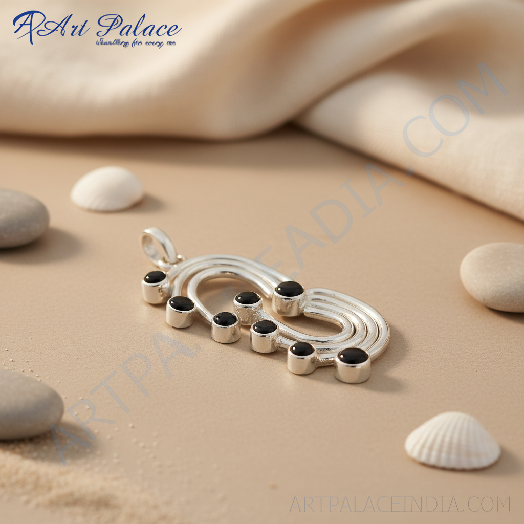 925 Silver Onyx Pendant for Women | Modern Silver Jewelry