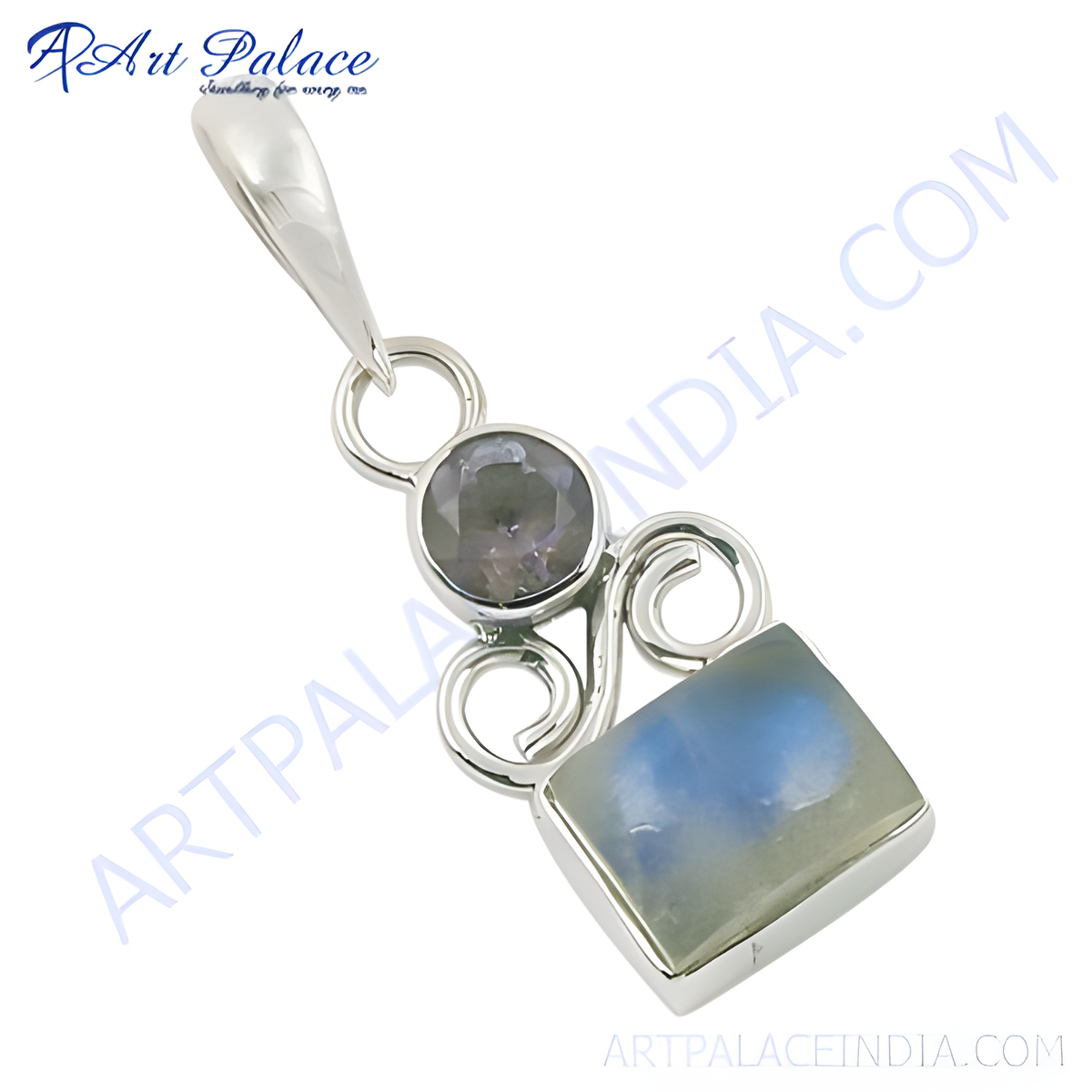 925 sterling silver moonstone pendant with a blue gemstone for women, perfect for gifting