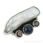 Load image into Gallery viewer, Sterling Silver Pearl &amp; Gemstone Ring for Women
