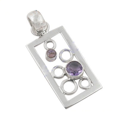925 Silver Amethyst Pendant Necklace | Geometric Women's Gift