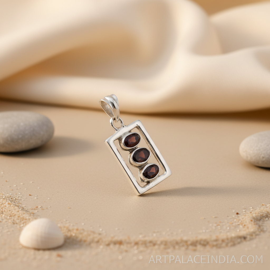 925 Silver Garnet Pendant for Women | Daily Wear Gift