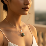 Load image into Gallery viewer, Silver Pendant with Green Gemstone | Women&#39;s Jewelry Gift
