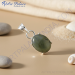 Load image into Gallery viewer, Silver Pendant with Green Gemstone | Women&#39;s Jewelry Gift
