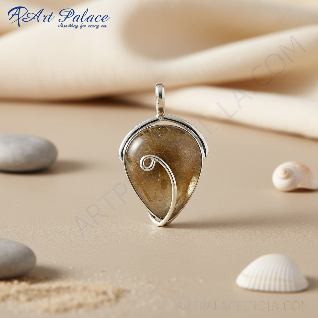 925 Silver Rutile Quartz Pendant | Women's Gemstone Jewelry