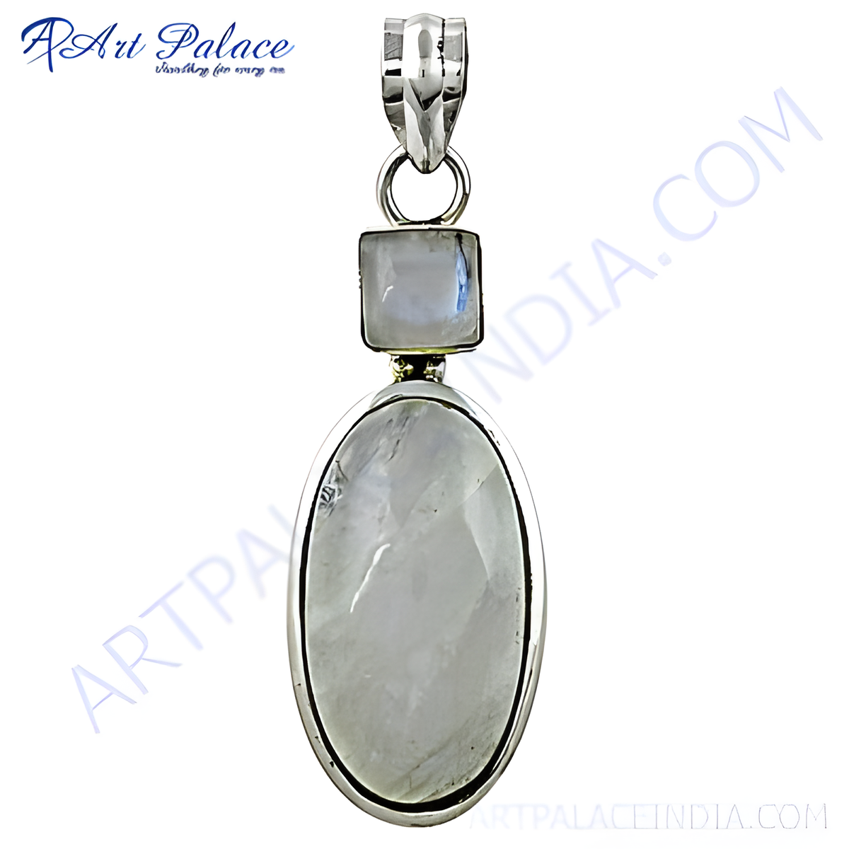925 sterling silver moonstone pendant, featuring an oval cut moonstone gemstone, showcasing a play of light