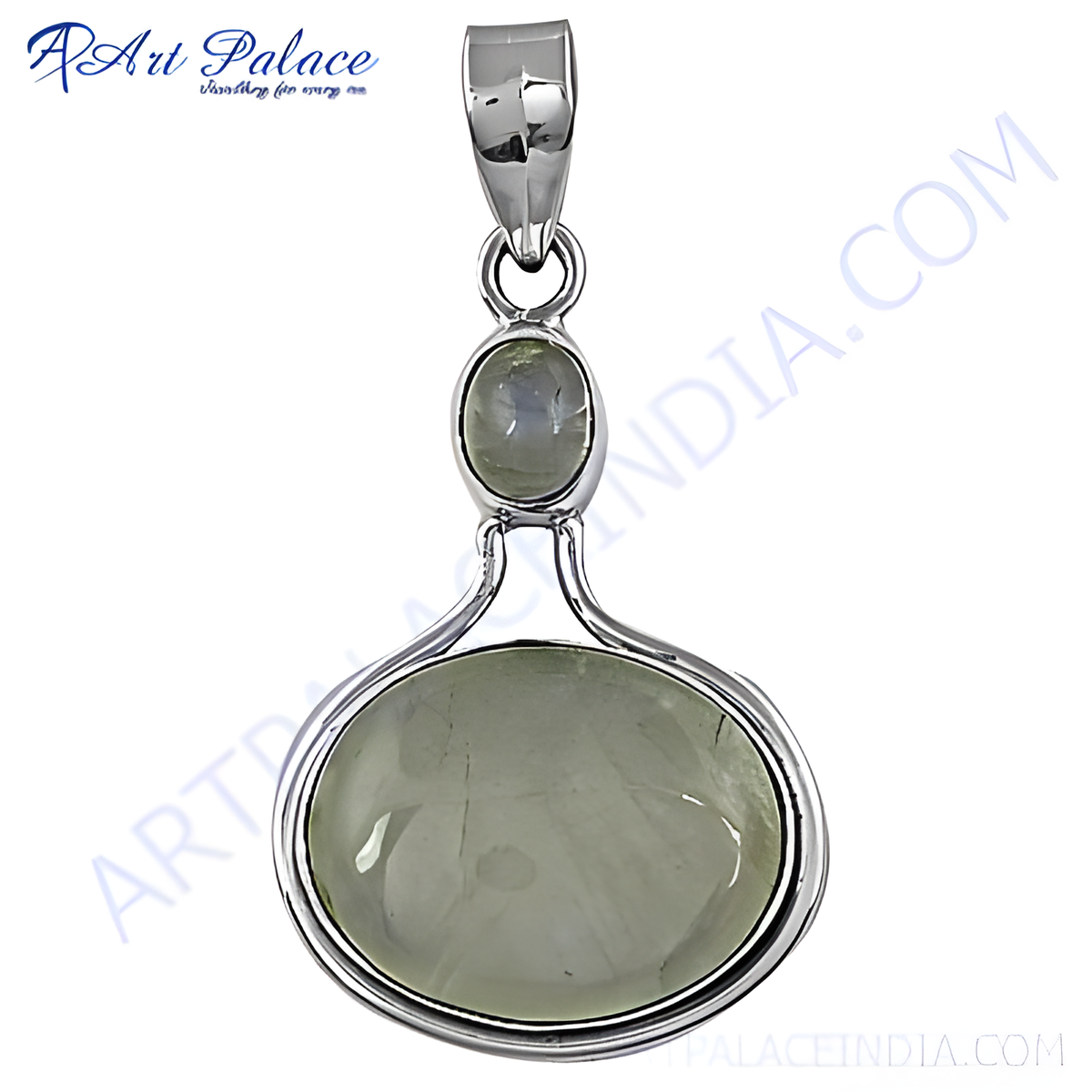 925 sterling silver pendant necklace with green gemstone