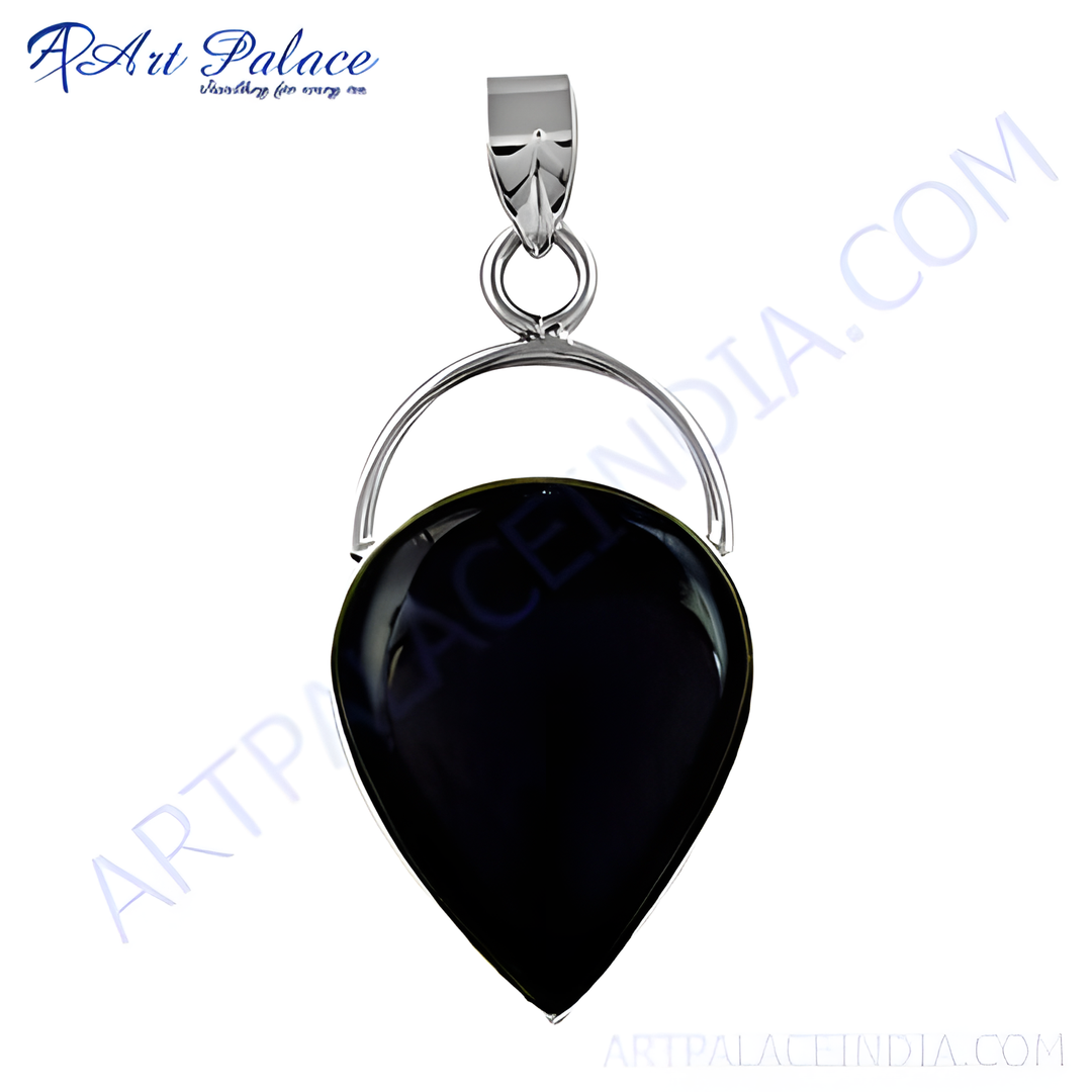 925 sterling silver black onyx teardrop pendant, gemstone pendant jewelry