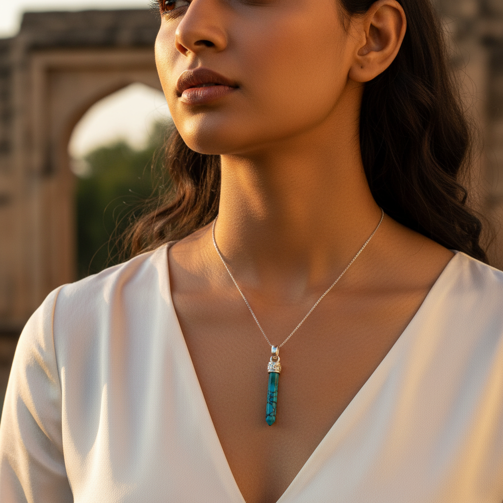 925 Silver Turquoise Pendant for Women | Gemstone Jewelry