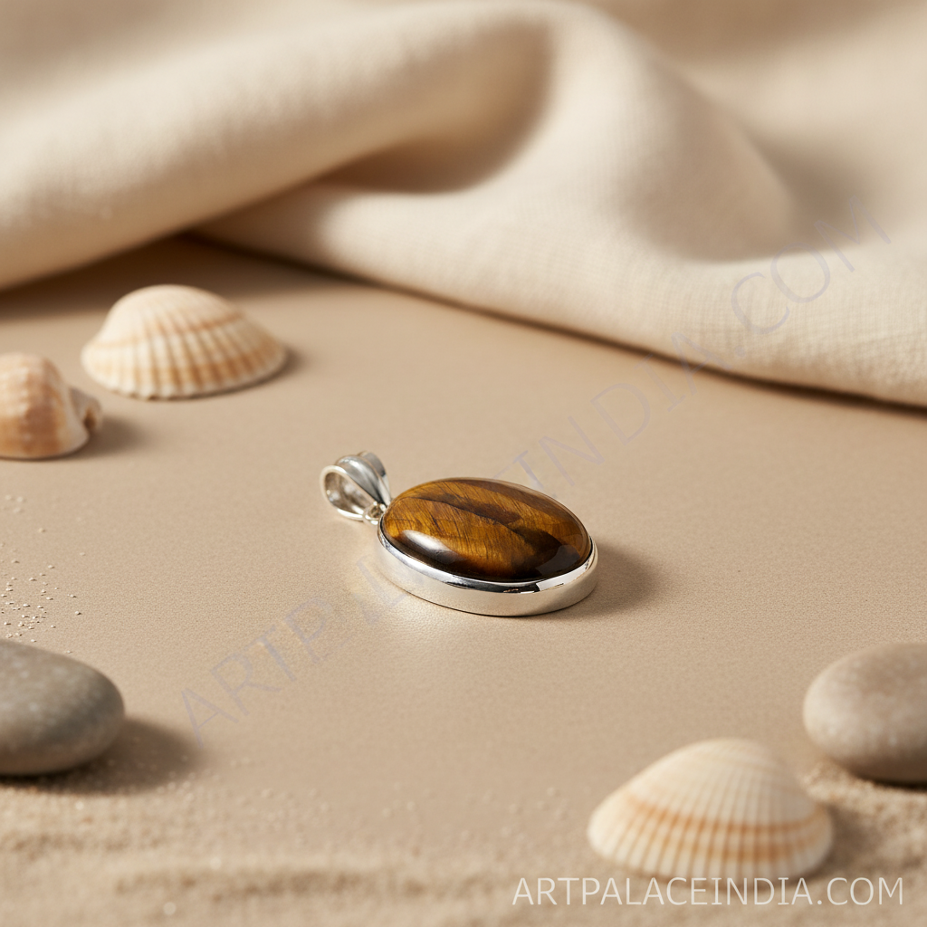 Tiger Eye Stone Oval Pendant | 925 Sterling Silver Pendant for Women