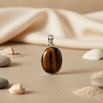 Load image into Gallery viewer, Tiger Eye Stone Oval Pendant | 925 Sterling Silver Pendant for Women
