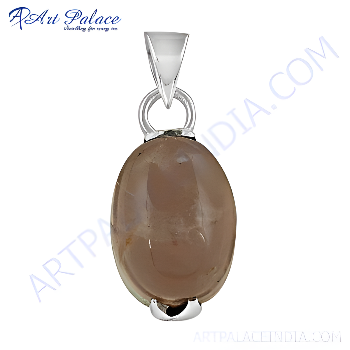 925 sterling silver pendant with a brown oval shaped gemstone, perfect for women's wear