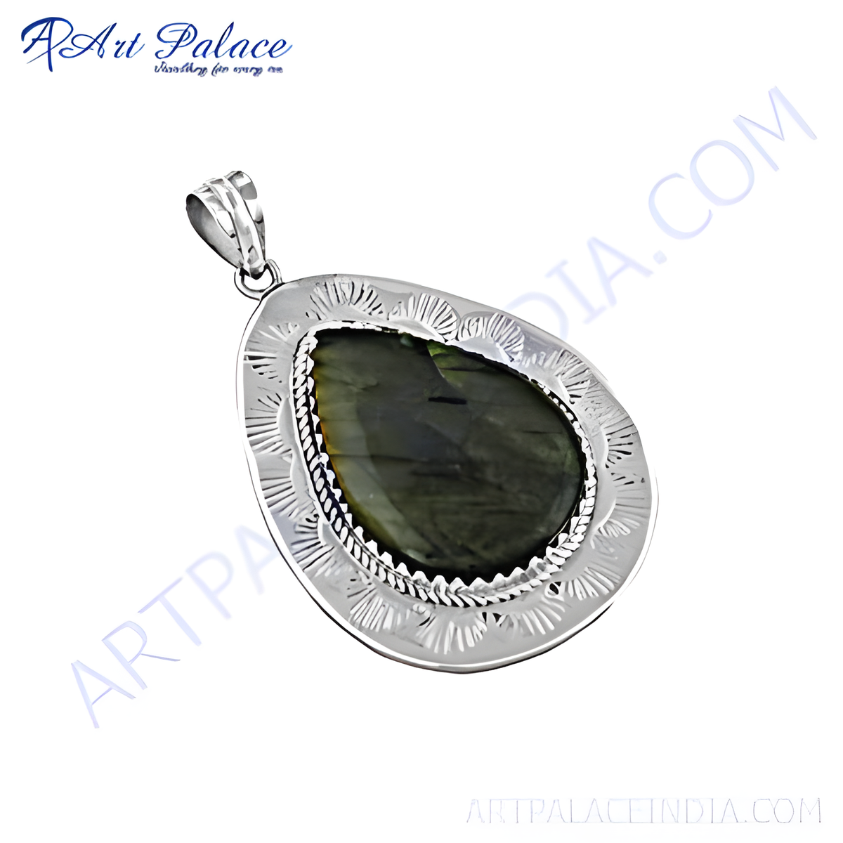 925 sterling silver teardrop pendant with a captivating labradorite gemstone center