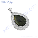 Load image into Gallery viewer, 925 sterling silver teardrop pendant with a captivating labradorite gemstone center
