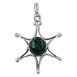 Load image into Gallery viewer, 925 Sterling Silver Malachite Pendant | Starburst Design | Gift
