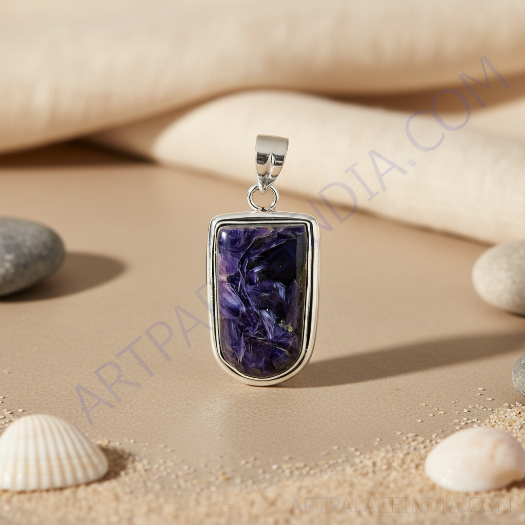 925 Silver Charoite Pendant for Women | Gemstone Jewelry
