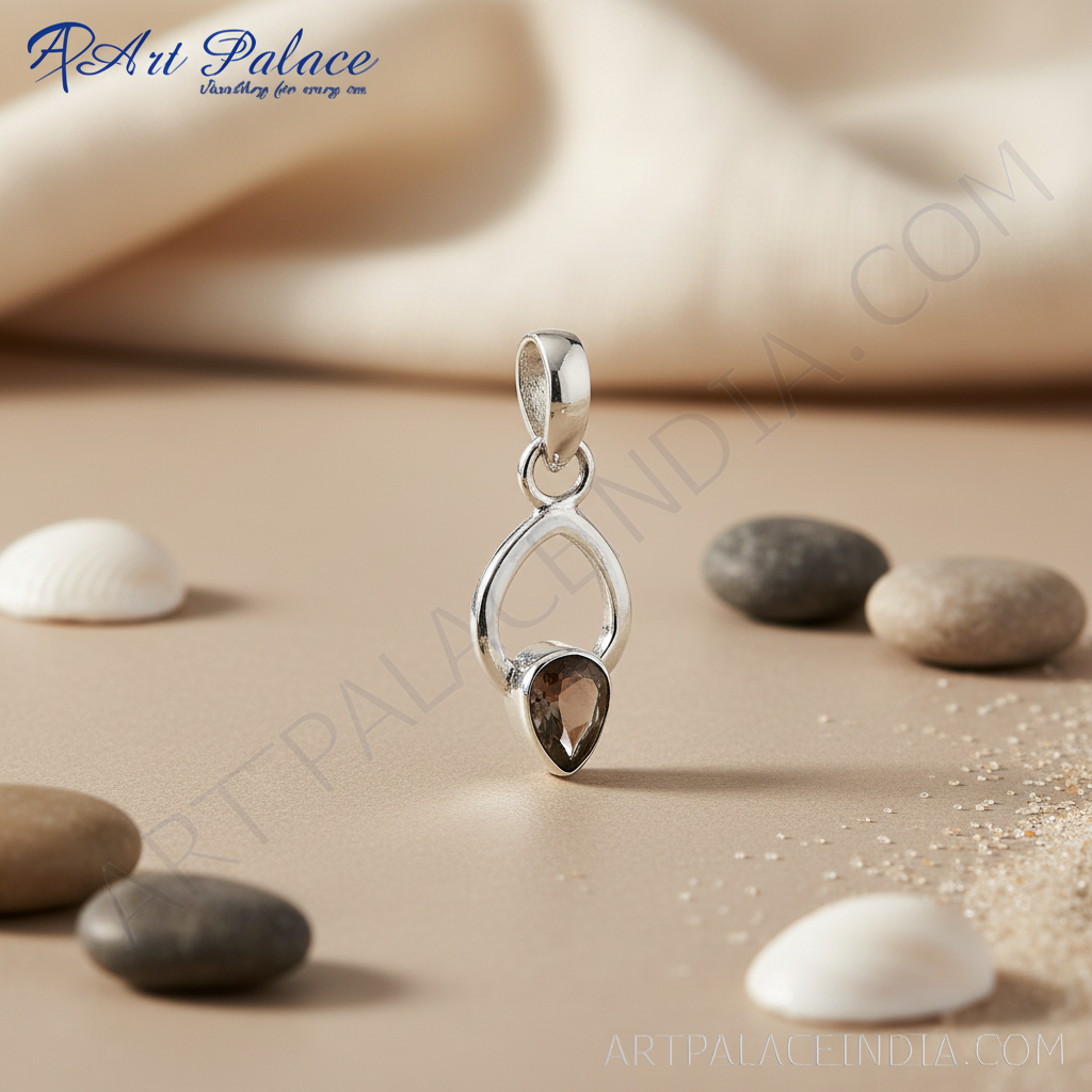 925 Silver Smoky Quartz Teardrop Pendant | Women's Jewelry