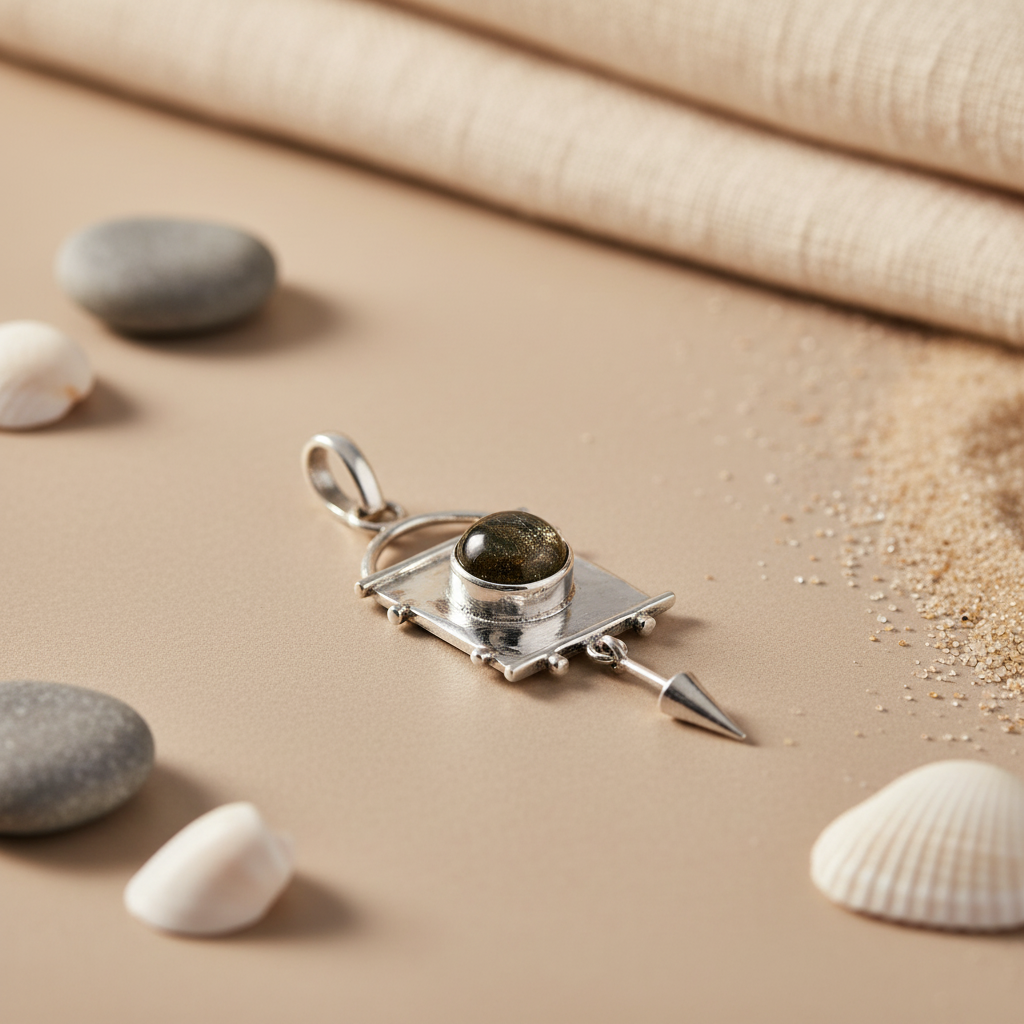 925 Silver Green Stone Pendant for Women | Modern Jewelry Gift