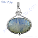 Load image into Gallery viewer, 925 sterling silver moonstone pendant, oval shape, featuring a beautiful blue and white gemstone, women's necklace.
