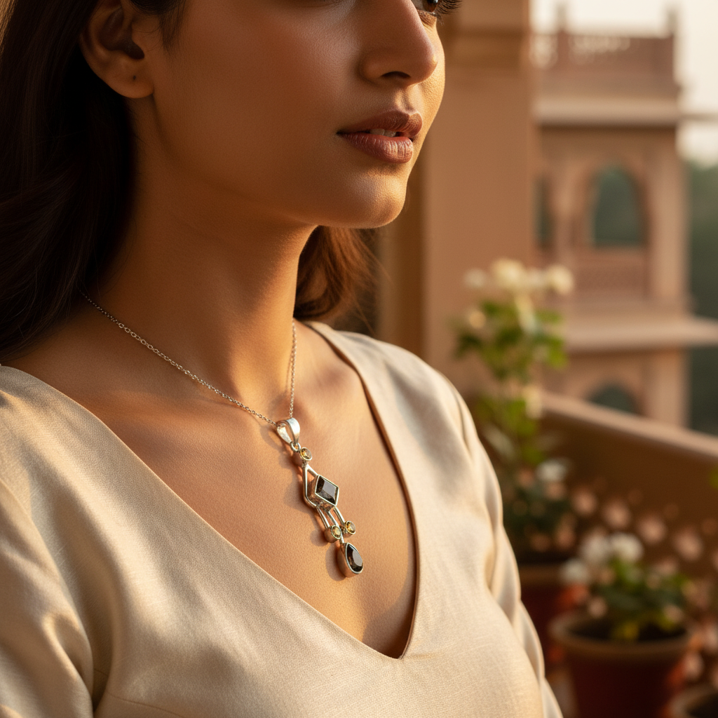 925 Silver Smoky Quartz Pendant for Women | Gemstone Jewelry