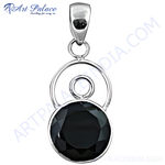 Load image into Gallery viewer, 925 sterling silver pendant featuring a large black onyx gemstone for women

