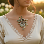 Load image into Gallery viewer, Silver Peridot Pendant Necklace for Women | Geometric Jewelry
