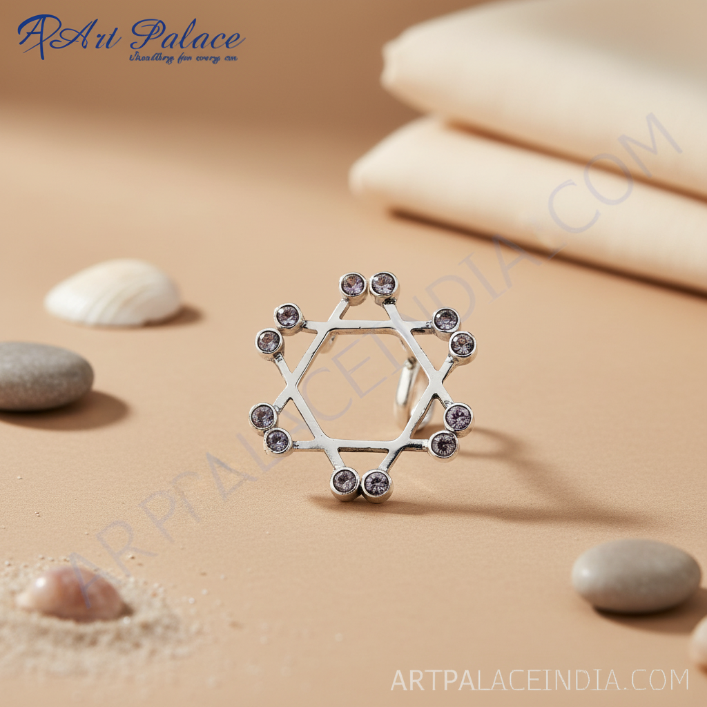 925 Silver Hexagon Pendant Necklace with Gemstones | Women's Gift