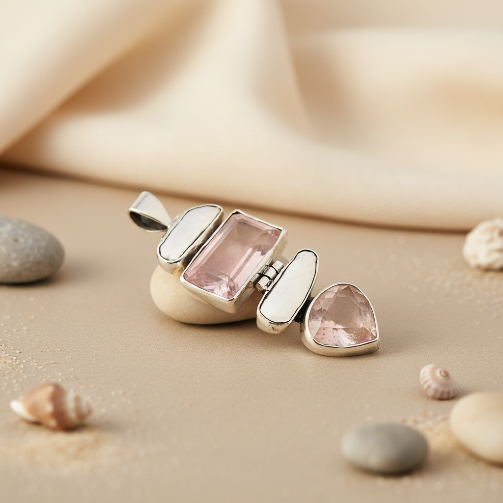 925 Silver Rose Quartz Pendant | Statement Jewelry for Women