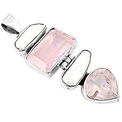 925 Silver Rose Quartz Pendant | Statement Jewelry for Women