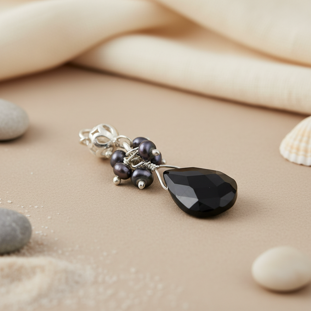 925 Silver Black Onyx Pearl Pendant for Women | Daily Wear Gift