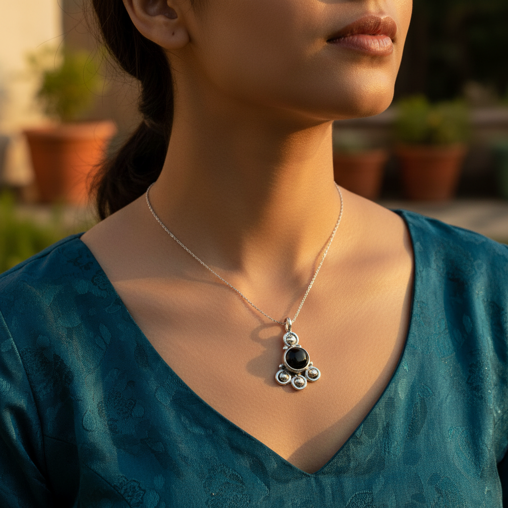 925 Silver Onyx Pendant for Women | Gemstone Jewelry Gift