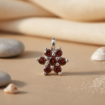 Load image into Gallery viewer, Silver Garnet Flower Pendant | Women's Red Gemstone Jewelry
