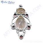 Load image into Gallery viewer, 925 sterling silver pendant necklace with clear and red gemstones, perfect for daily wear.
