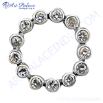 Load image into Gallery viewer, 925 sterling silver circle pendant necklace with sparkling diamonds, a classic and elegant piece.
