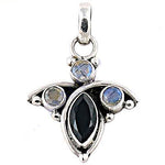 Load image into Gallery viewer, 925 Silver Onyx &amp; Moonstone Pendant for Women | Gemstone Jewelry
