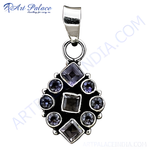 Load image into Gallery viewer, 925 sterling silver amethyst pendant with various shapes and purple gemstones
