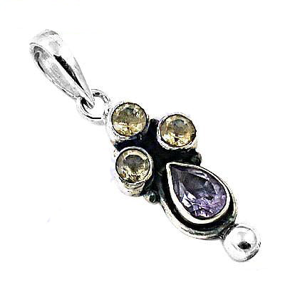 925 silver citrine & amethyst pendant for women | gemstone jewelry