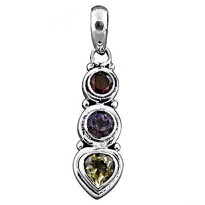 925 Silver Multi-Gemstone Pendant for Women | Daily Wear