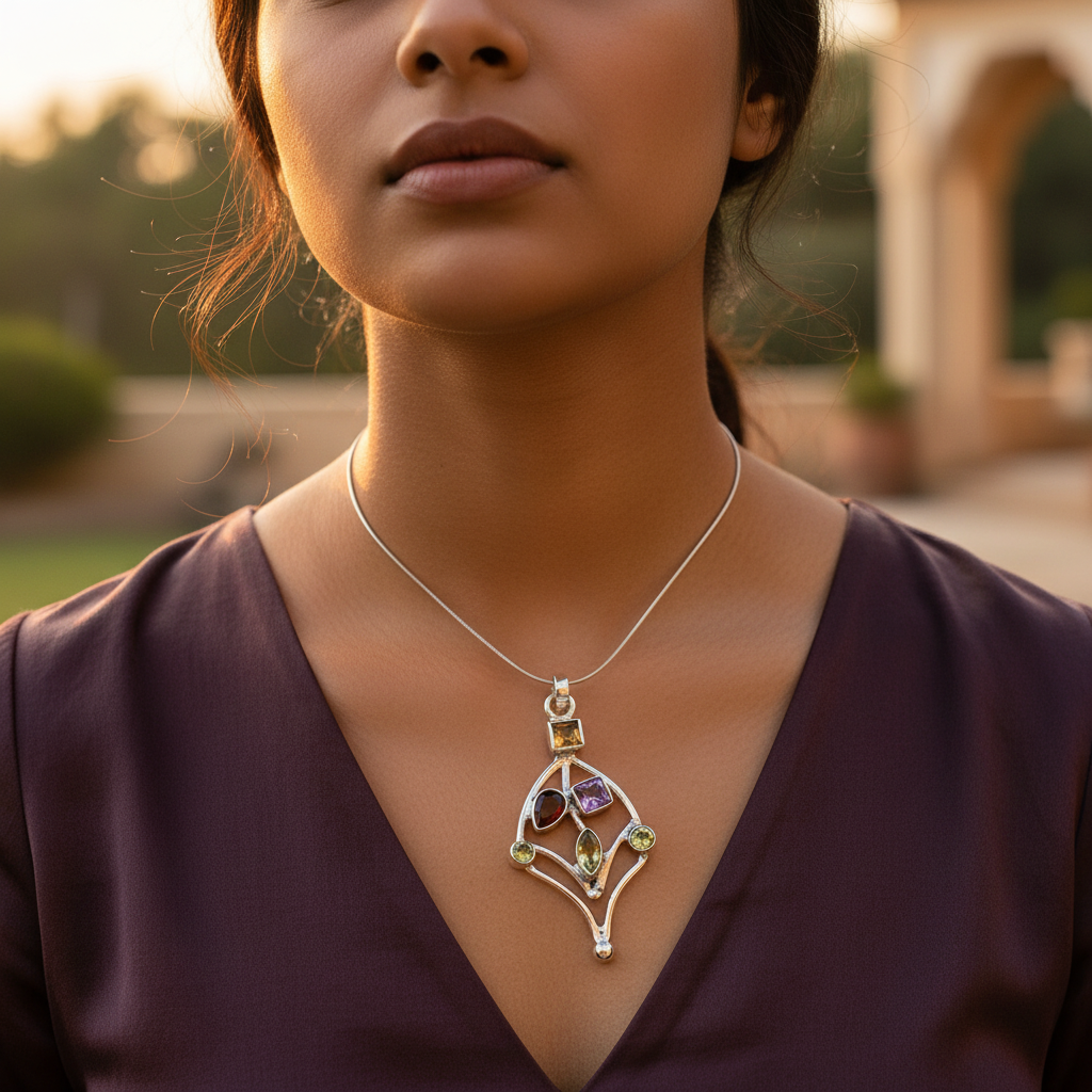 925 Sterling Silver Gemstone Pendant for Women | Fashion Jewelry