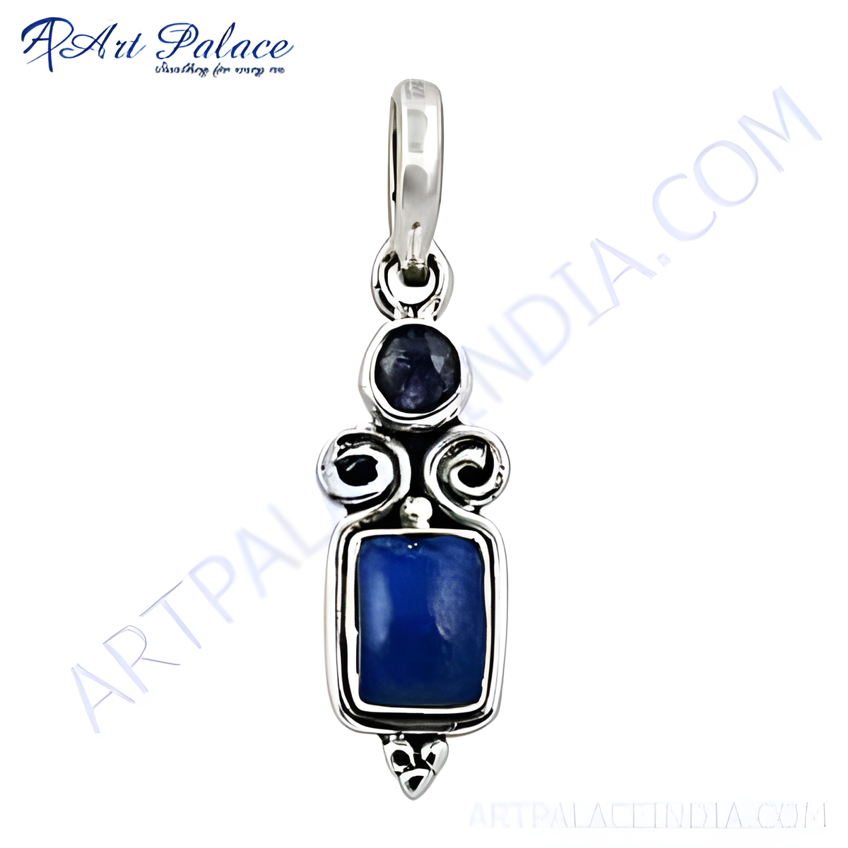 Sterling silver charm pendant featuring a vibrant blue gemstone for women