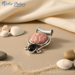 Load image into Gallery viewer, 925 Silver Rhodonite &amp; Onyx Pendant for Women | Gemstone Jewelry

