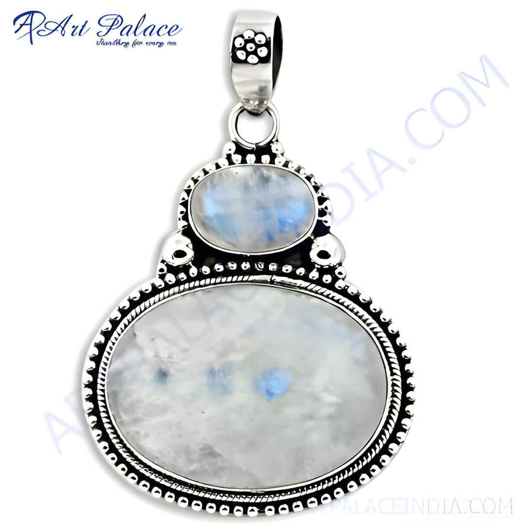 925 sterling silver moonstone pendant necklace with oval-cut moonstone gemstones, and a beautiful design.
