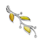 Load image into Gallery viewer, Silver Leaf Pendant with Yellow Gemstones | Women's Jewelry Gift
