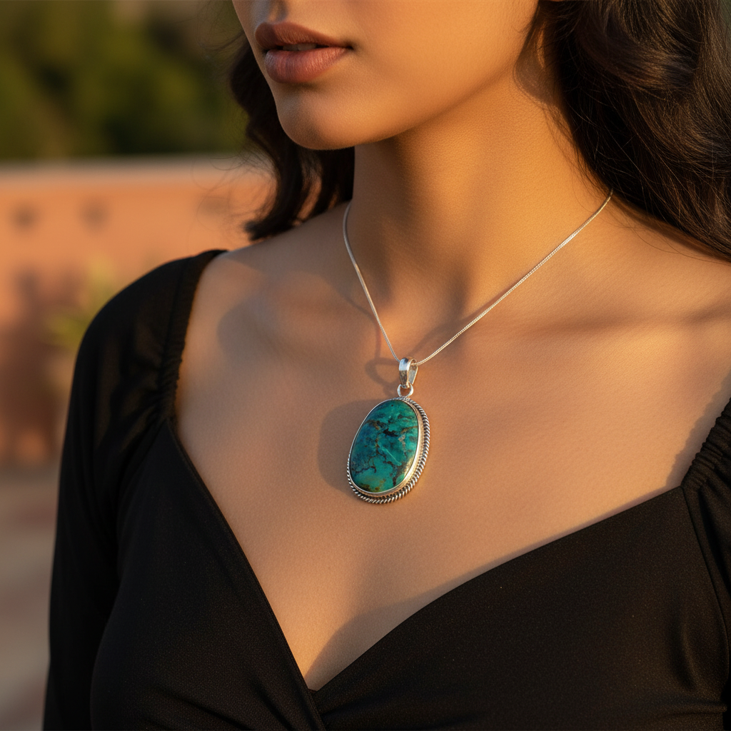 925 Sterling Silver Turquoise Pendant for Women | Gemstone Jewelry