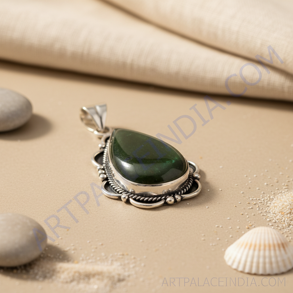 925 Silver Obsidian Teardrop Pendant for Women | Gemstone Jewelry