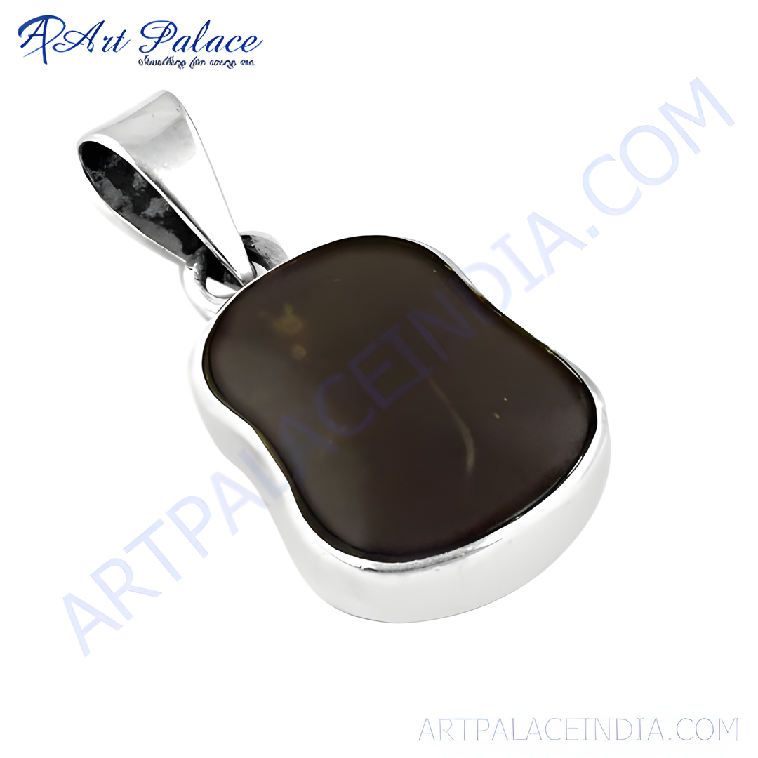 925 sterling silver black stone pendant for women, elegant jewelry.